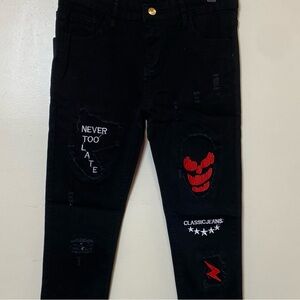 Hungson Boys Fashion Skinny Jeans. Black. Size 14